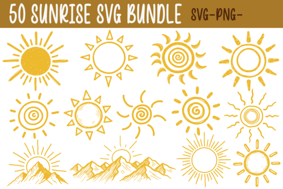 Download Sun SVG Bundle | Sunrise SVG, Sunset SVG - Set Collection