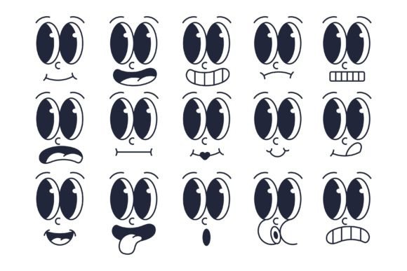 Download Retro Cartoon Facial Expressions Set - Set Collection