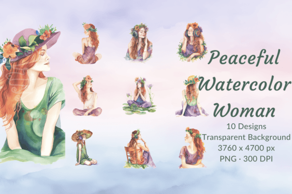 Download Watercolor Woman Relaxation Clip Art Set - Set Collection