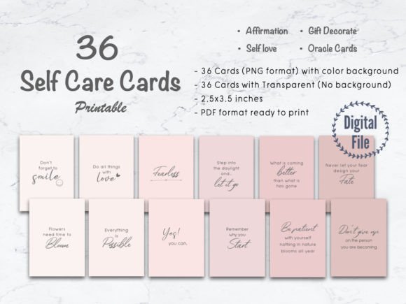 Download Self Care Affirmation Printable Cards - Care Collection