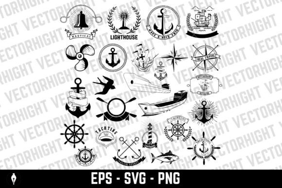 Download Set of the Nautical Labels, Emblems - Set Collection