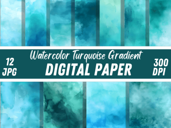 Download Watercolor Turquoise Gradient Background - Round Collection