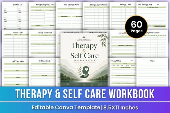 Download Therapy &amp; Self Care Workbook | Canva Kdp - Care Collection