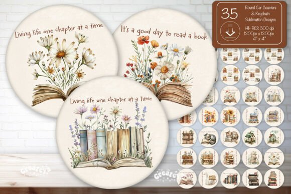 Download Book Round Coaster Sublimation Bundle - Round Collection