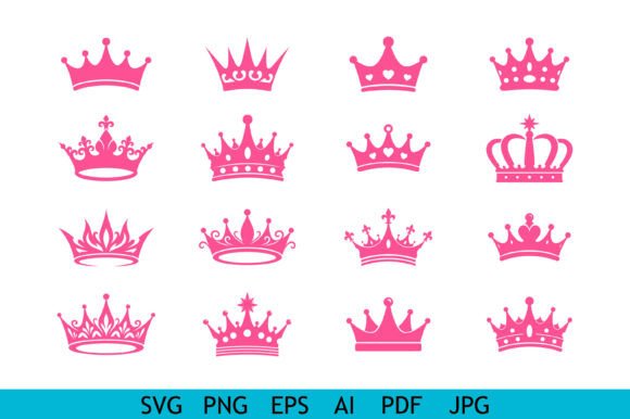 Download Pink Princess Crown Vector Set - Set Collection