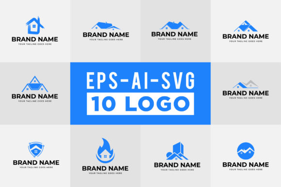 Download Flat Real Estate Logo Design Set - Set Collection
