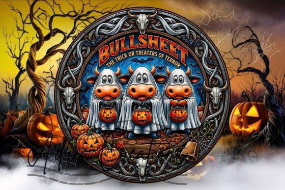 Download Halloween Cow Round Sign, Wreath Png - Premium Resources
