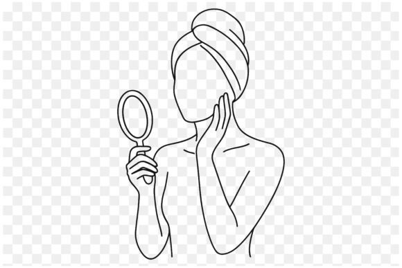 Download Faceless Woman Skincare Line Art - Care Collection