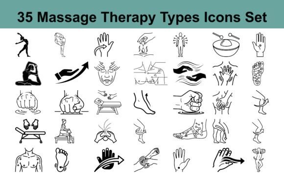 Download 35 Massage Therapy Types Icons Set - Set Collection