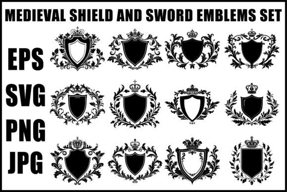 Download Heraldic Shield Sword SVG Set - Set Collection