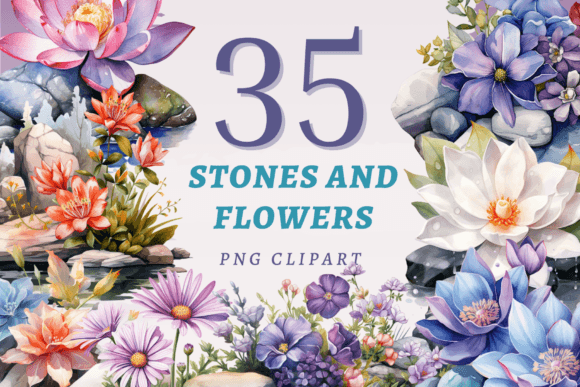 Download Stones and Flowers PNG Bundle - Stones Collection