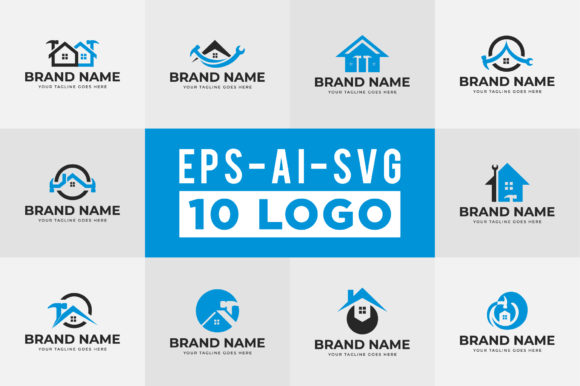 Download House Repair Logo Design Set - Set Collection