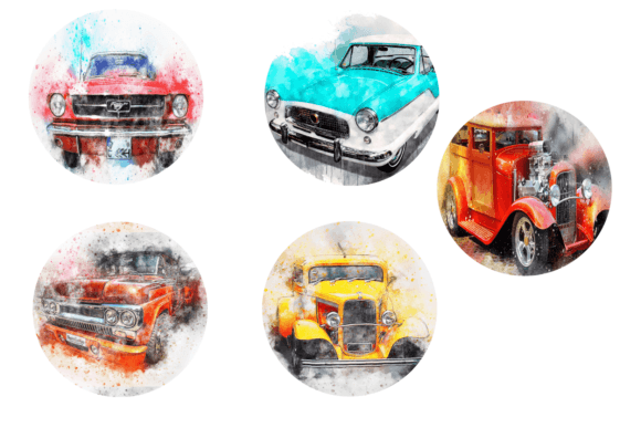 Download Vintage Car Coasters Round Bundle - Round Collection