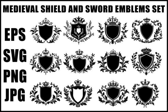 Download Heraldic Shield Sword SVG Set - Set Collection