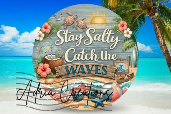 Download Stay Salty Summer Round Door Sign Wreath - Premium Resources