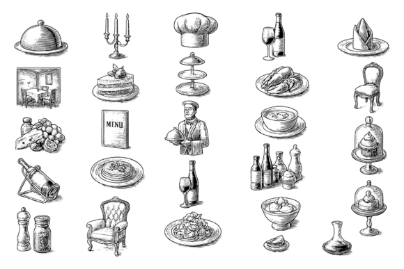 Download Vintage Restaurant Icon Set - Set Collection