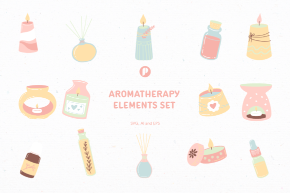 Download Aromatherapy Element Illustration Set - Set Collection