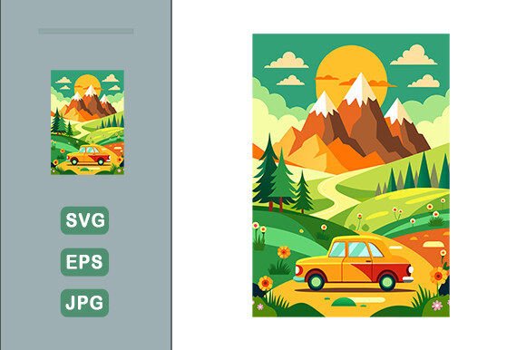Download Auto Vector Landscape Background - Round Collection