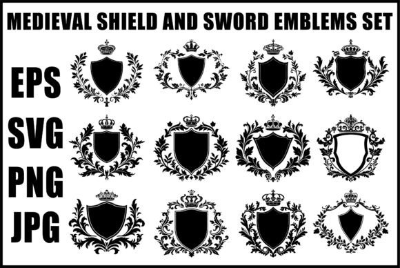 Download Heraldic Shield Sword SVG Set - Set Collection