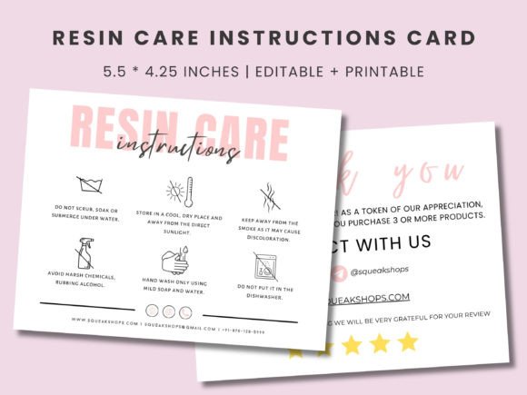 Download Resin Care Instructions Card Template - Care Collection
