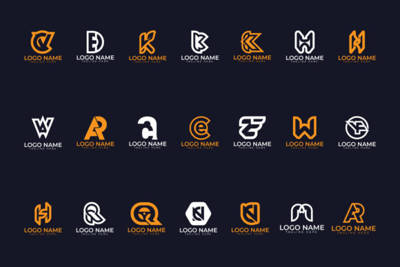 Download Monogram Letter Mark Logo Design Set - Set Collection