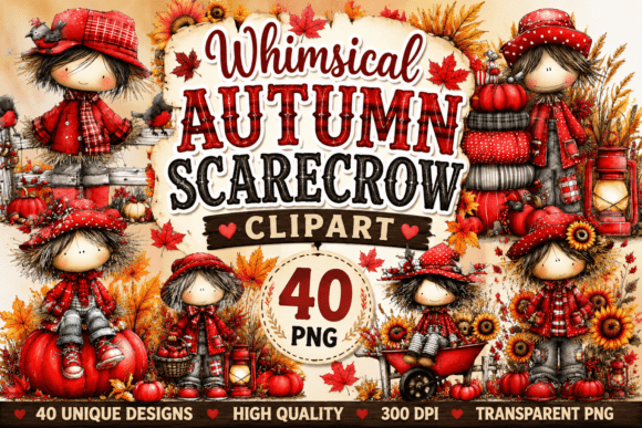 Download Whimsical Autumn Scarecrow Clipart - Care Collection
