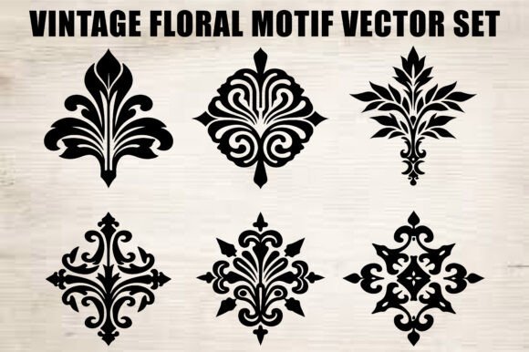 Download Black Ornamental Flower Vector Set - Set Collection