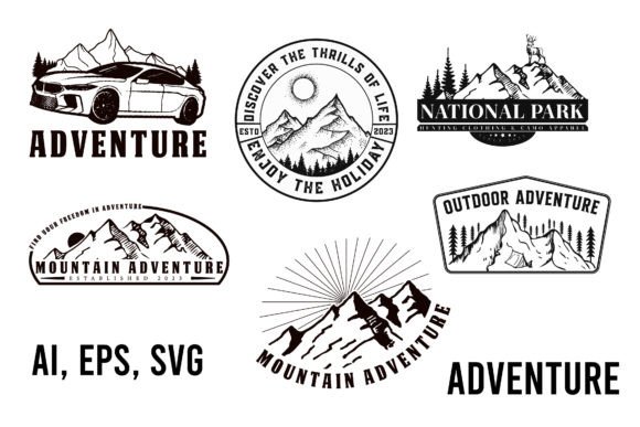 Download Adventure Vintage Badge Logo Design Set - Set Collection